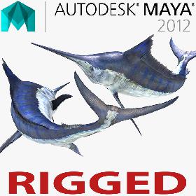 Blue Marlin Rigged for Maya